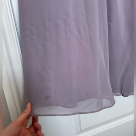 Beautiful long lavender gown. One shoulder style with flattering ruching. - Picture 12 of 13